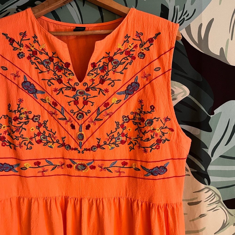 Hand dyed embroidered maxi dress